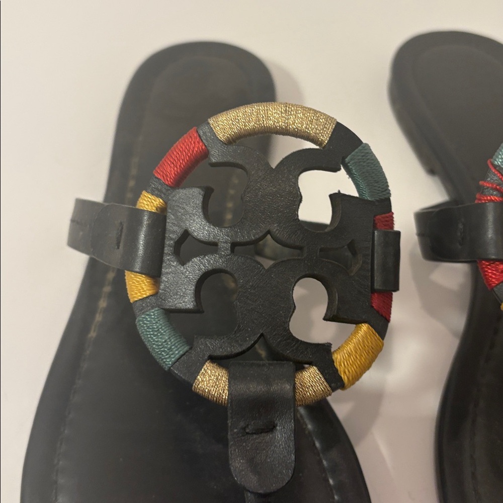 Colorful Tory Burch Miller Logo‎ Black Sandals 9.5 - Picture 2 of 9